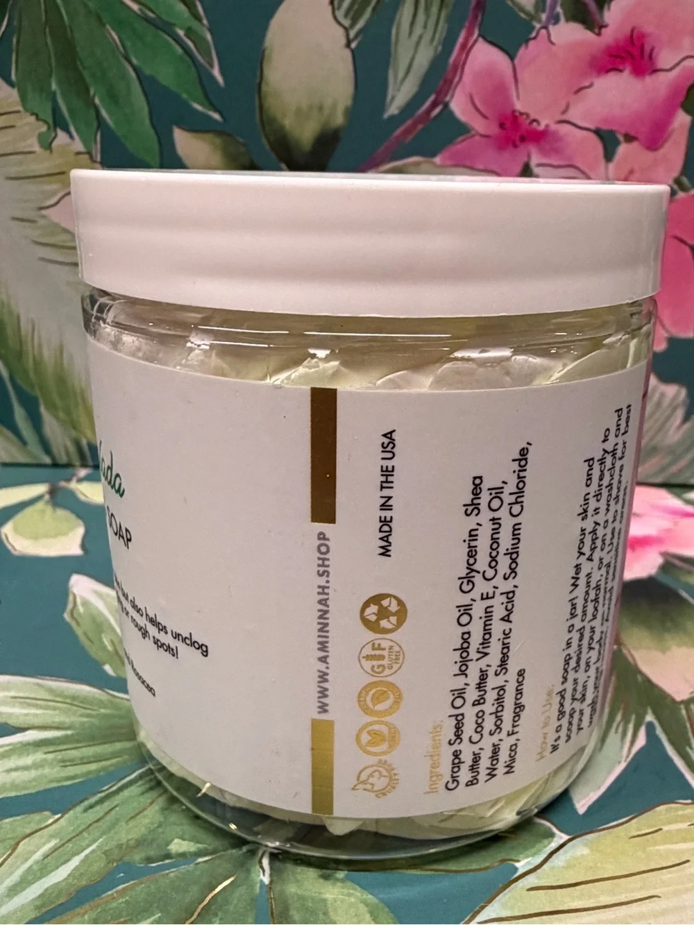 Aminnah Piña Colada Whipped Foaming Soap 8 oz Tropical Coconut Scent